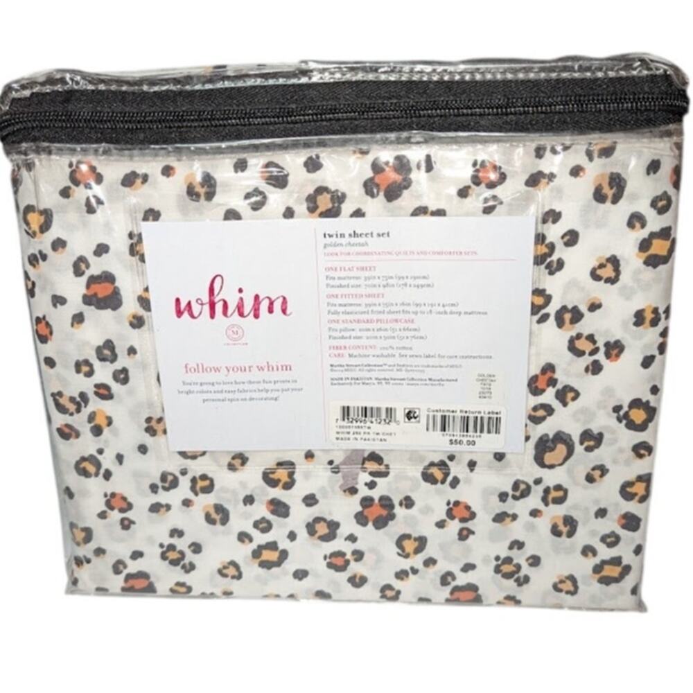 Martha Stewart Collection Whim by Martha Stewart Sheet Set Cheetah Twin NEW